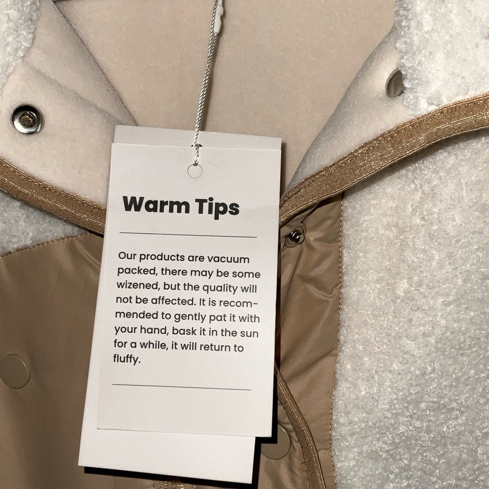 Cream Teddy Pullover Jacket with Tan Trim - Women's Cozy Outerwear - Picture 5 of 8